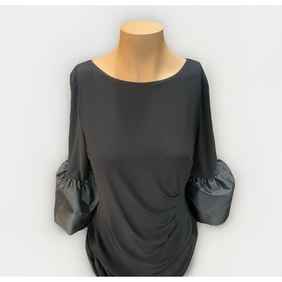 Lauren Ralph Lauren Bell Cuff Black Shift Midi Dress Size 8 - Picture 3 of 9